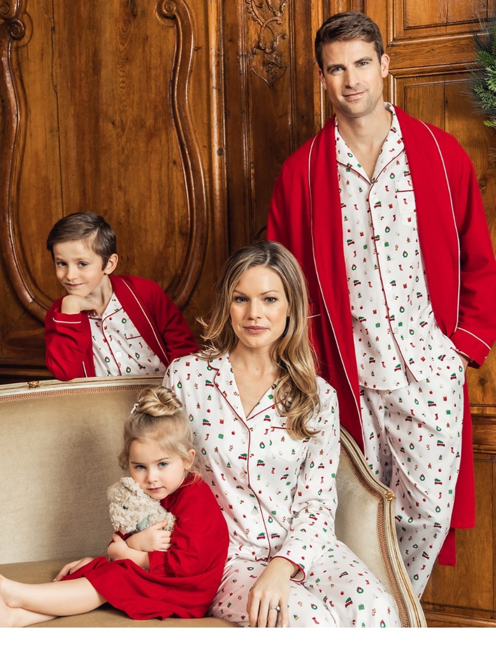 Petite Plume - Winter Nostalgia Christmas Pajama Set in Red, Green and White